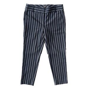 Loft Pinstripe Pants Black Goth Emo Taper Leg Jack Skelli Striped Ankle Trouser
